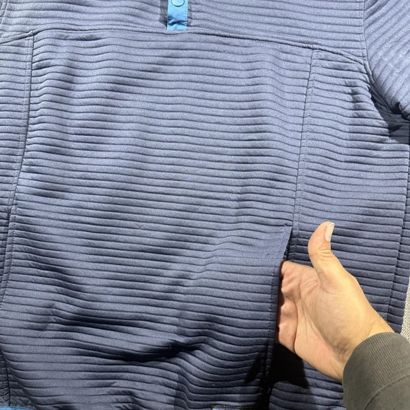 Gerry Sweatshirt Mens 2XL Blue Snap Henley Lined Fleece Pullover Pockets Logo - Picture 5 of 10